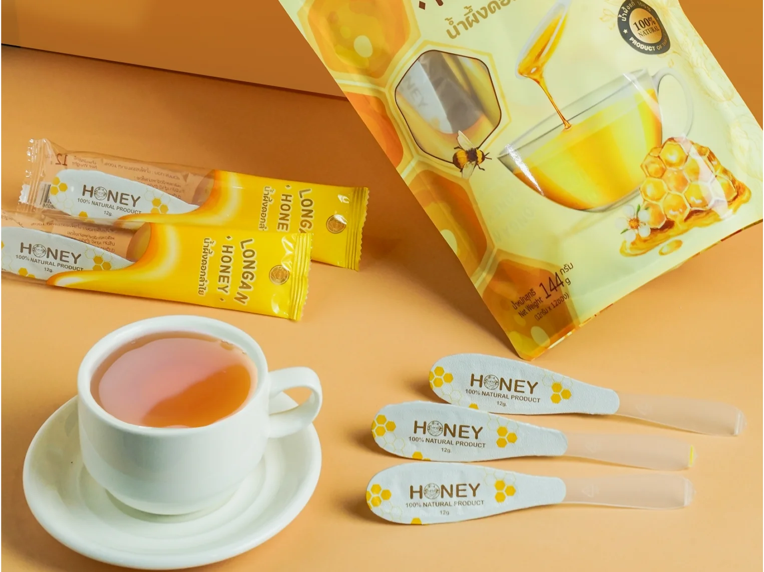 น้ำผึ้งซองช้อน - น้ำผึ้งดอกลำใย honey haomee