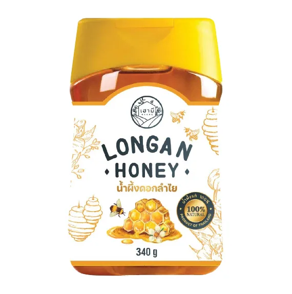 น้ำผึ้งขวดเล็ก แบบบีบ - น้ำผึ้งดอกลำใย honey haomee